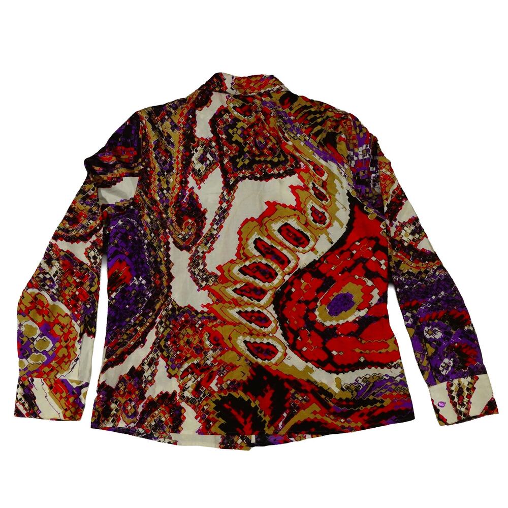 Escada Paisley Silk Cotton Button Up Blouse Long Sleeve Ladies Size 42 - Picture 7 of 7